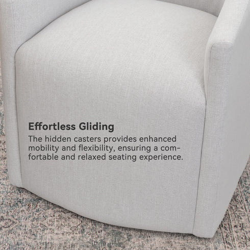 Rafa Performance Dining Chair with Casters – Fully Wrapped Dining Chair | Arm Dining Chairs | Kinwell Furniture | Easy-to-Clean Upholstery